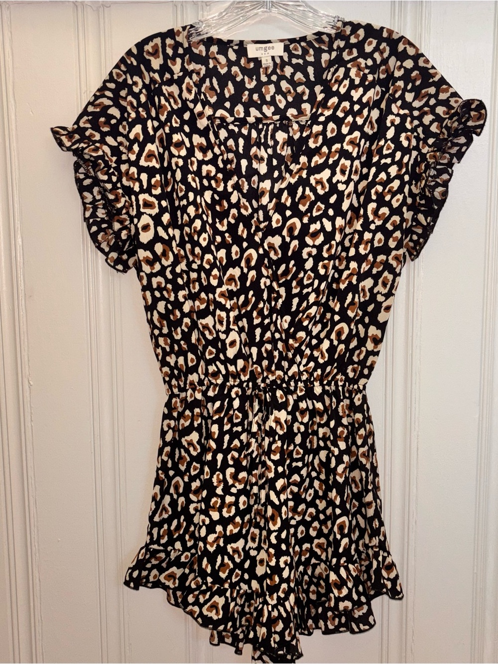Umgee leopard print polyester romper playsuit in size S